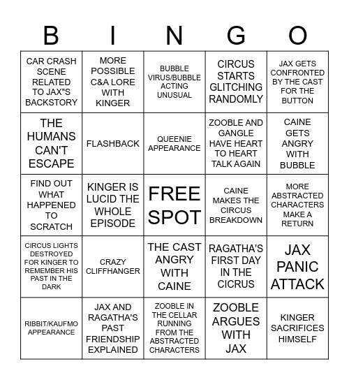 TADC EP8 Bingo Card