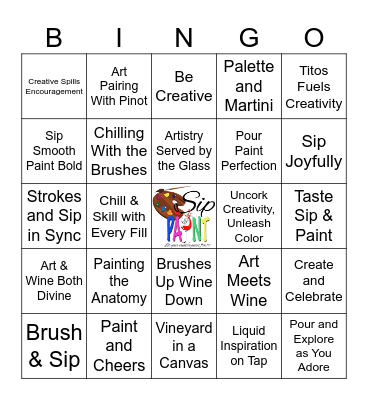 Tamica's Sip & Paint Bingo Card