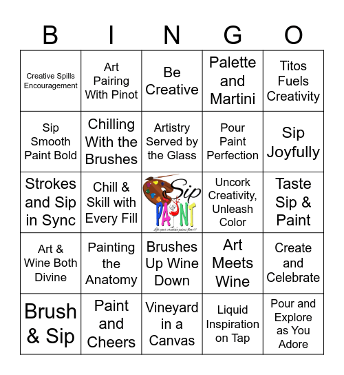 Tamica's Sip & Paint Bingo Card