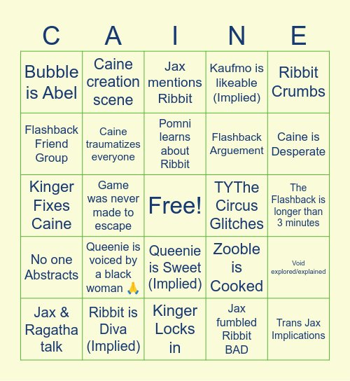 TADC 8 BINGO Card