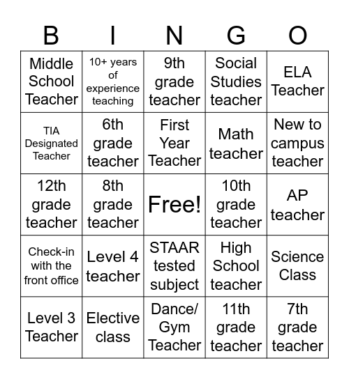 Trailblazer Bingo Card
