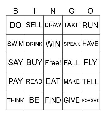 IRREGULAR VERBS Bingo Card