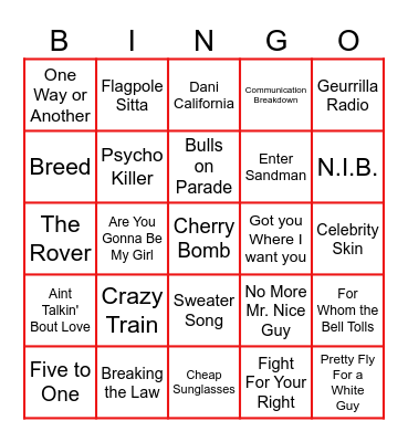 Left Behind Bingo Card