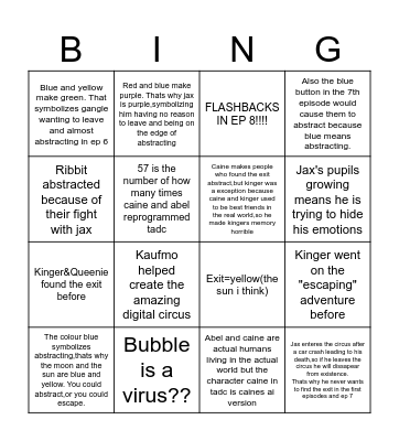 TADC THEORIES Bingo Card