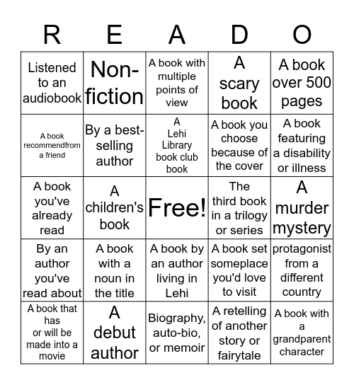 Lehi Library 2016-17 Bingo Card