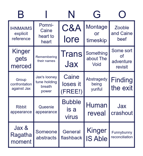 TADC EPISODE 8 BINGO Card