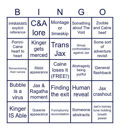 TADC EPISODE 8 BINGO Card