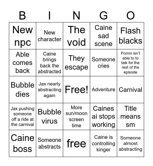 Tadc episode 8 Bingo Card