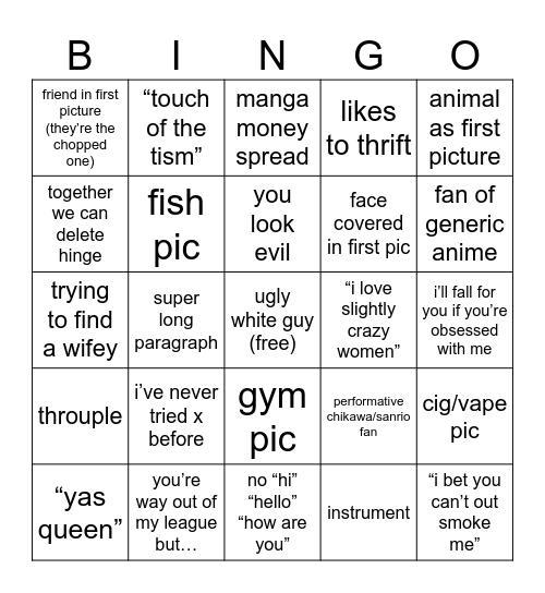 Hinge Bingo Card