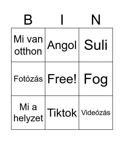 Gréta Bingo Card