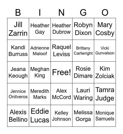 Bravo Bingo #5 Bingo Card