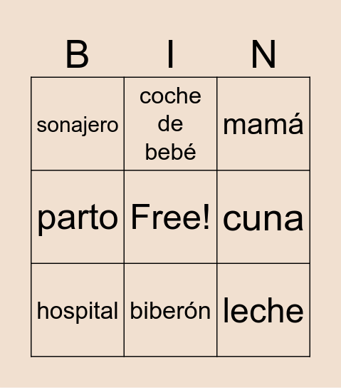 BABY SHOWER Bingo Card