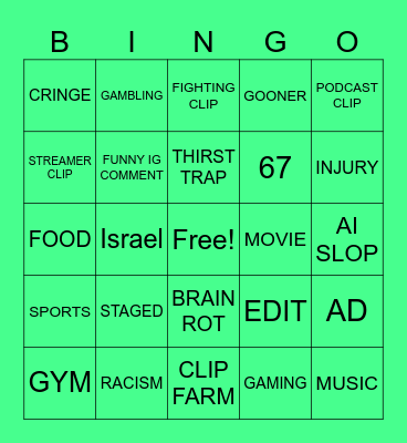 IG REEL BINGO Card