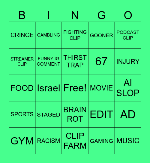 IG REEL BINGO Card