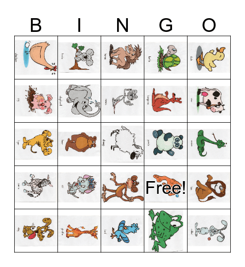 Animals Bingo Card