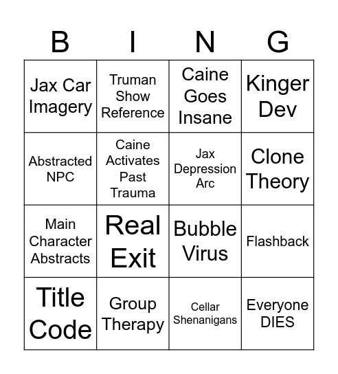 TADC Episode 8 Bingo Card