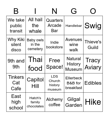 Idahomies SLC Bingo Card