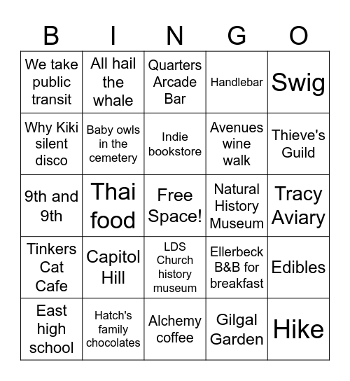 Idahomies SLC Bingo Card