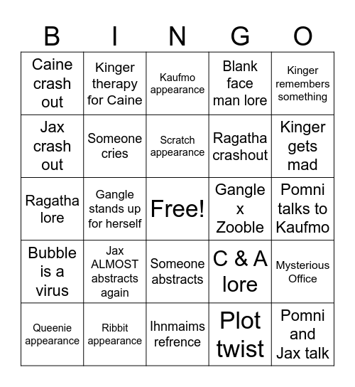 TADC predictions Bingo Card