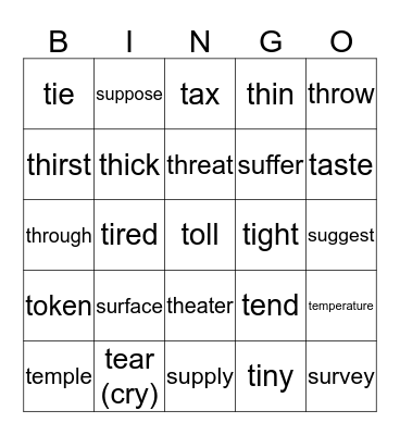 BI11 Unit 4 Bingo Card