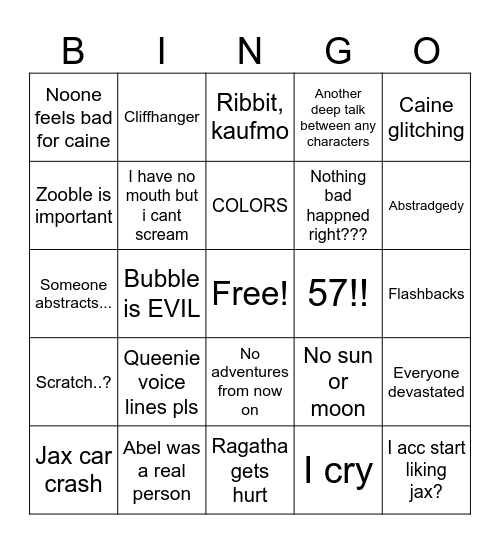 Tadc ep 8 Bingo Card