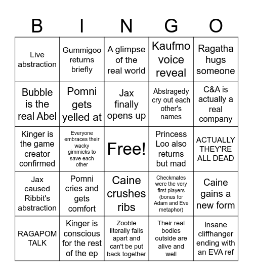 TADC EP 8 BINGO Card