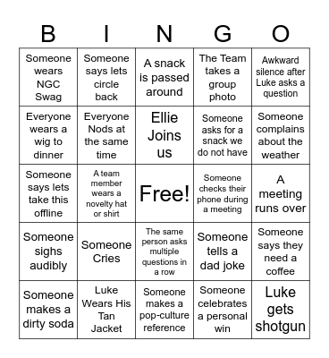 Space URR Offsite BINGO Card