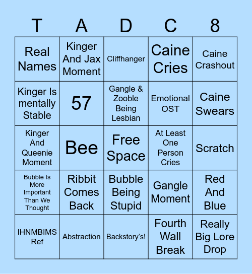 TADC Ep 8 Bingo Card