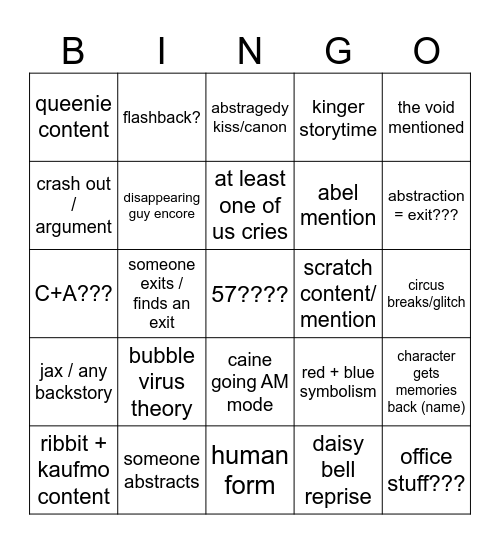 TADC EP8!! Bingo Card