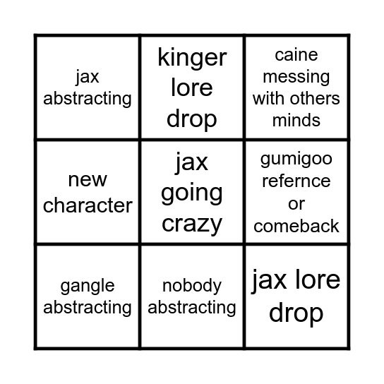 TADC ep 8 bingo Card
