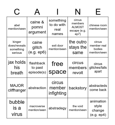 TADC EPISODE 8 BINGO Card