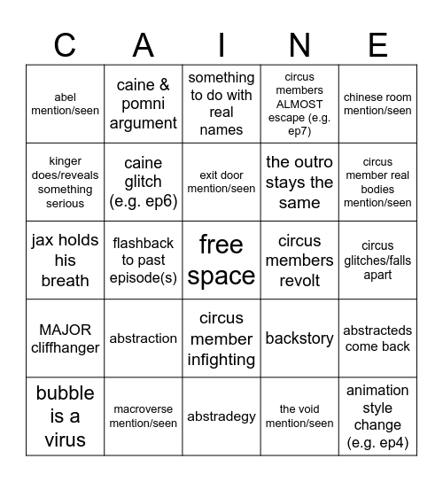 TADC EPISODE 8 BINGO Card