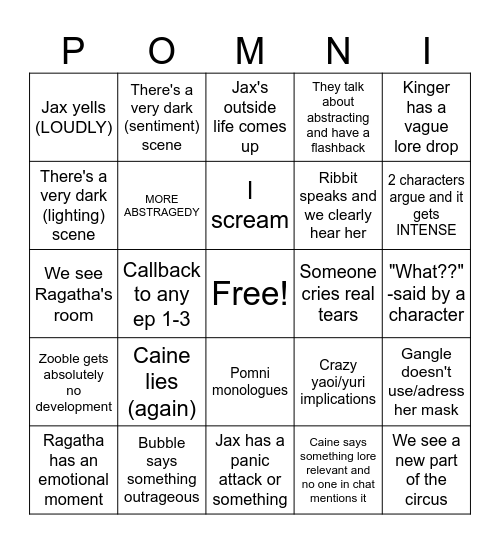 TADC 8 bingo!! Bingo Card