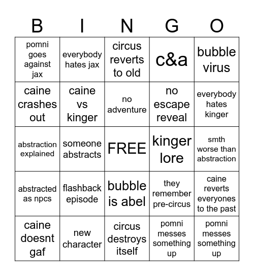 CIRCUS BINGO Card