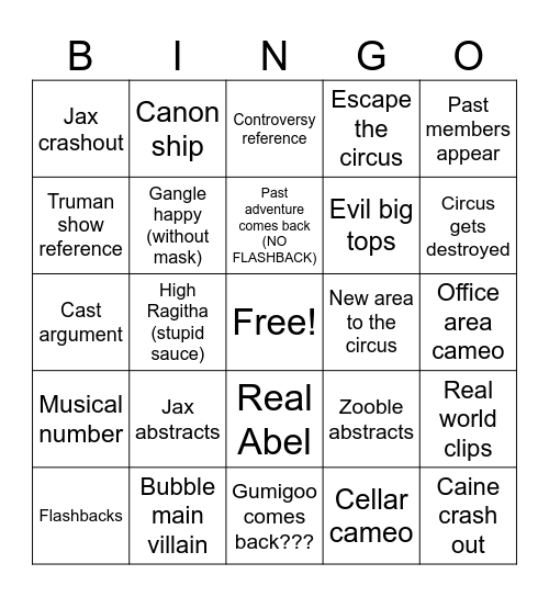 Episode 8 bingo Card