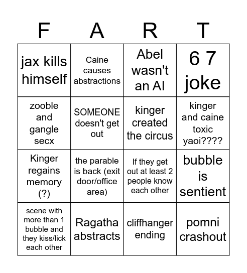Fart Bingo Card