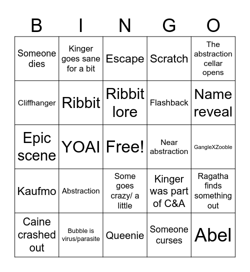 TADC EP8 Bingo Card