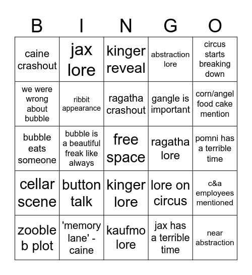 tadc 8 Bingo Card