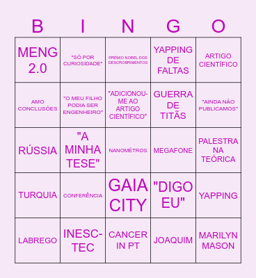 Sem Costelas Sextou Bingou Bingo Card