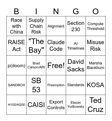 AI Party Bingo Card