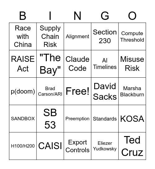 AI Party Bingo Card