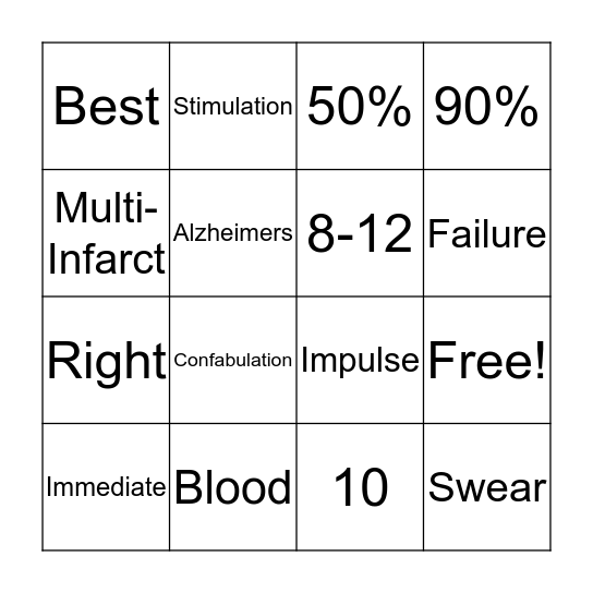 Dementia Bingo Card