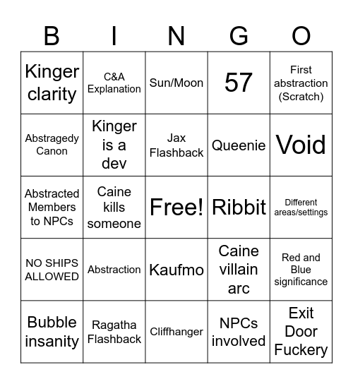 TADC EP 8 Bingo Card