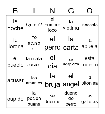HOMBRE LOBO Bingo Card