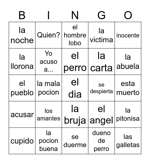 HOMBRE LOBO Bingo Card