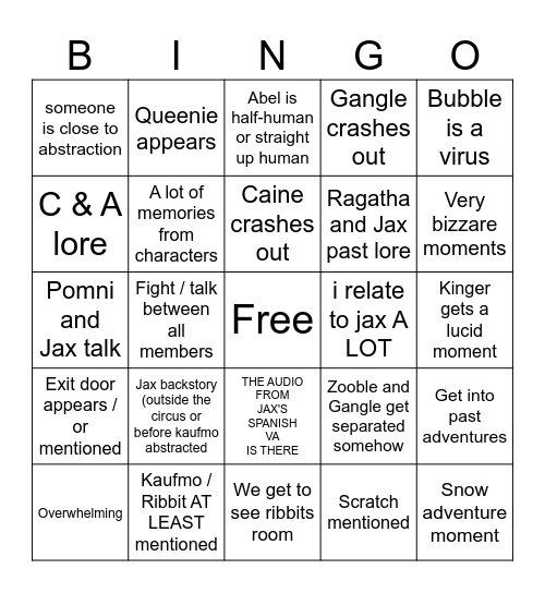 tadc ep 8 bingo Card
