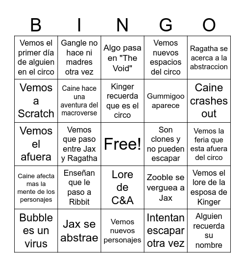 TADC Episodio 8 Bingo Card