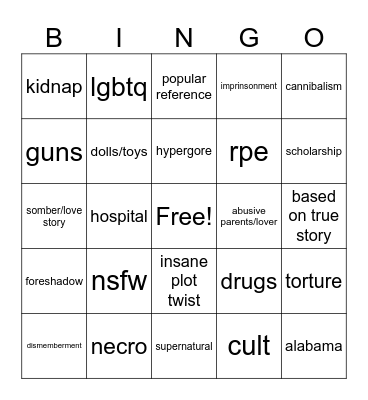 me-chan's daily life movie bingo Card