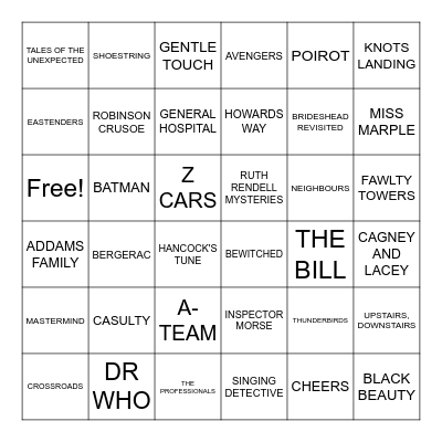 TV Themes Bingo I Bingo Card