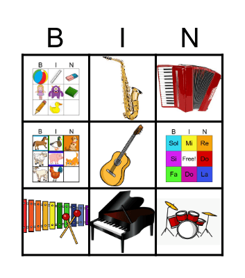 Musical Instruments Bingo Card